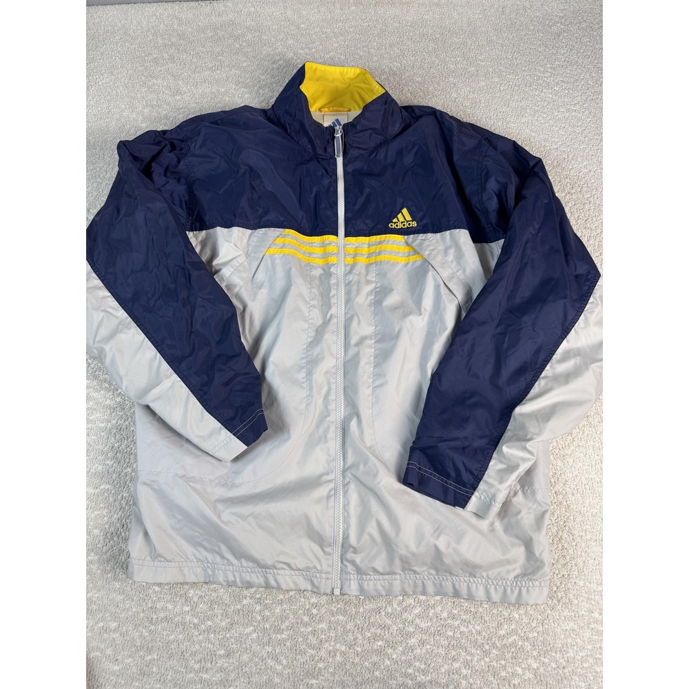 Vintage Adidas Jacket Mens XL Navy Colorblock Full Zip Lightweight Windbreaker